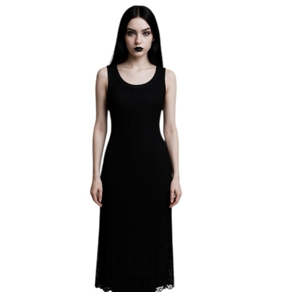 Chicos Black Whimsigoth Witchy Crochet Sleeveless Sheath Maxi Dress Size XL - Picture 1 of 15